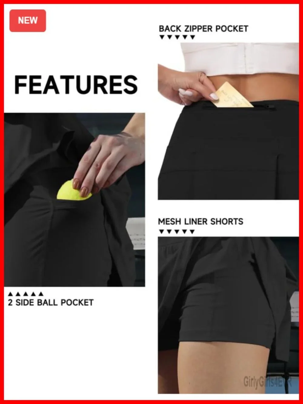 Women's Tennis Skorts High Waisted Athletic Golf Skirts with Pockets Built-in